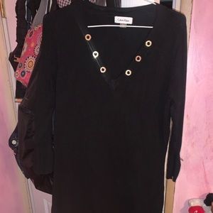 A black Calvin Klein dress